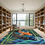 Vibrant Koi Fish and Bamboo Waves Rug