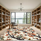 Coral Blossoms On Dark Branches Rug