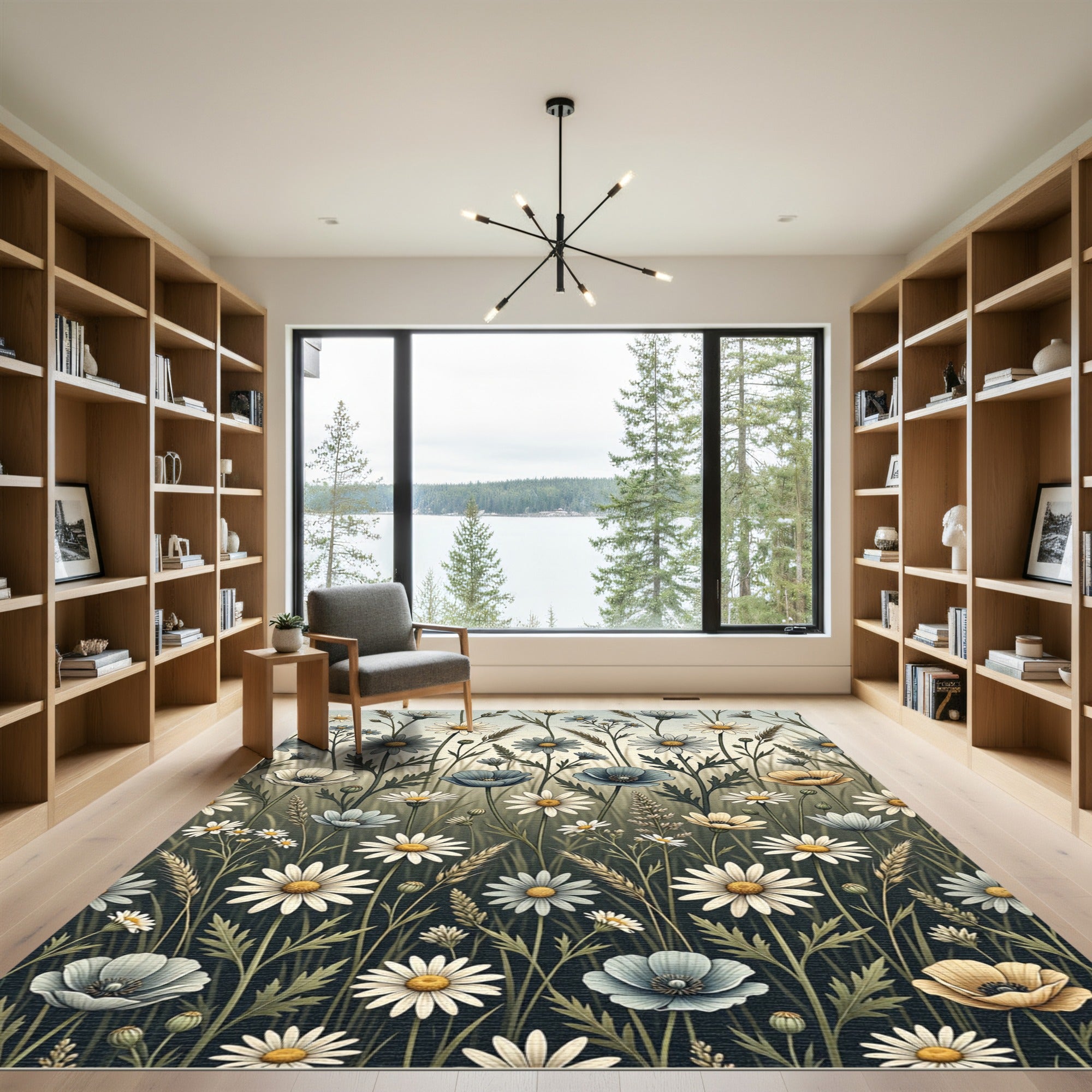 Wildflower Meadow with Cream Daisy Blooms Rug