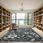 Monochromatic Floral Trellis Garden Rug