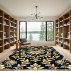 Ornate Gold Floral Damask Rug