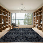 Dark Gray Starburst Geometric Relief Rug