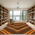 Orange Tribal Chevron Geometric Rug