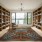 Ornate Gold and Silver Acanthus Scroll Rug