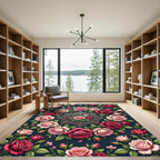 Pink Crimson Rose Garden Medallion Rug