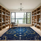 Celestial Navy Golden Constellation Map Rug