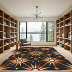 Celestial Golden Starry Night Art Rug