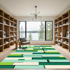 Modern Mint Green Geometric Block Rug