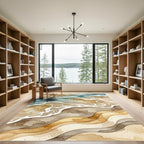 Watercolor Abstract Sandy Beach Shoreline Rug