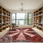Radiant Crimson Floral Sunburst Medallion Rug