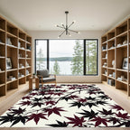 Dark Crimson Japanese Maple Branch Illustration Rug