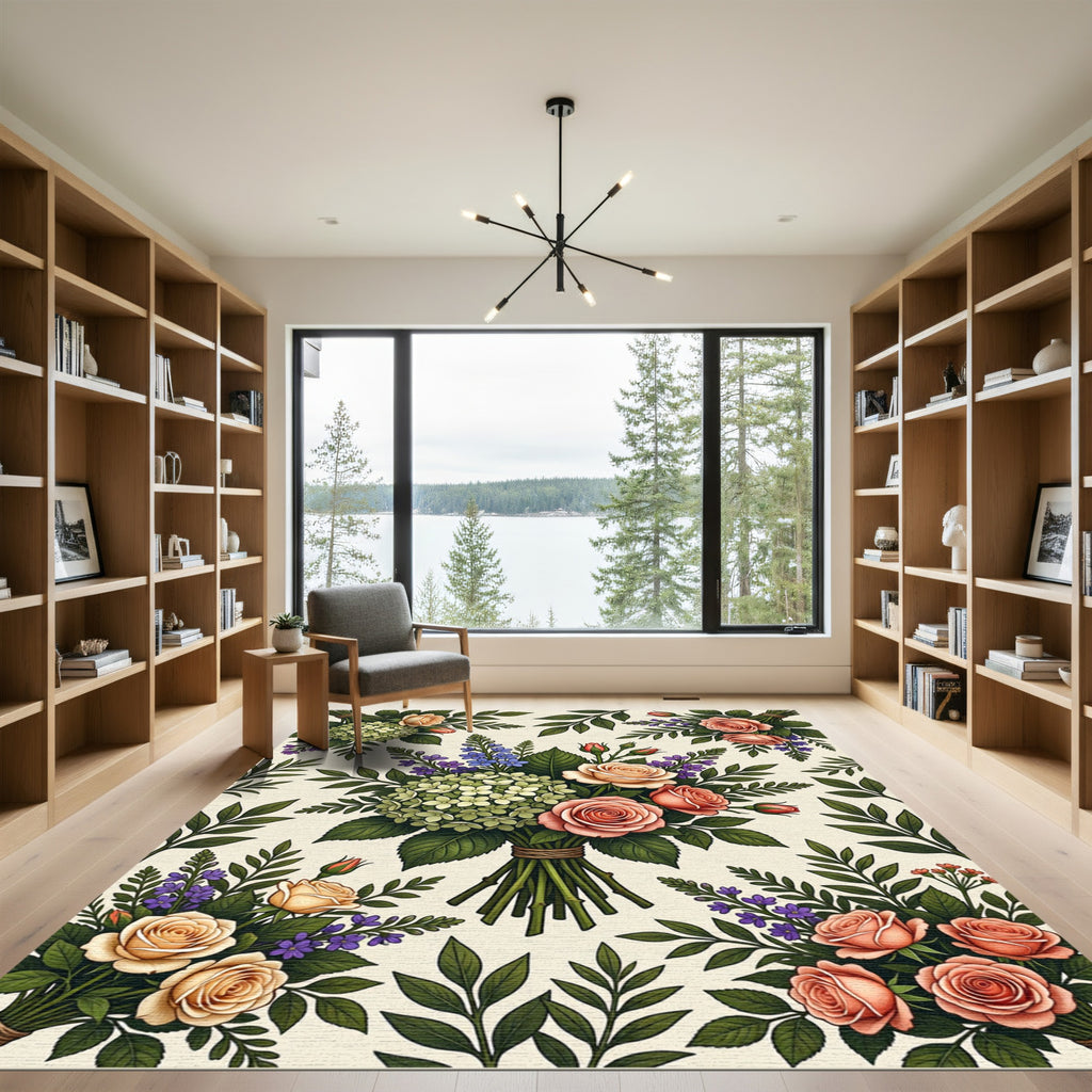 Garden Bouquet Roses Hydrangeas Lilacs Rug