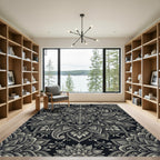 Monochrome Mandala Paisley Floral Medallion Rug