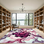 Deep Crimson Swirl Floral Medallion Rug