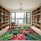Vibrant Tropical Leaf Foliage Collage Rug