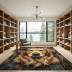 Majestic Golden Retriever Portrait on Wood Rug