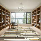 Golden White Horizontal Stripe Composition Rug