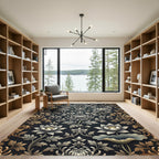 Antique Gold Floral Lotus Arrangement Rug