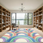 Pastel Rainbow Arched Watercolor Tapestry Rug