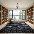 Dark Gray Wave Shell Pattern Rug