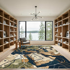 Abstract Topographical Raven Map Rug
