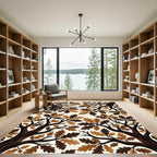 Dark Brown Oak Leaf Branches Rug