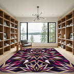Geometric Violet Gold Starburst Mandala Rug