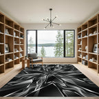 Sharp Black Smoke Broken Glass Rug