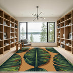 Lush Green Tropical Banana Leaf Illustration Rug