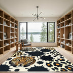 Black Ink Splash Leopard Animal Spot Rug