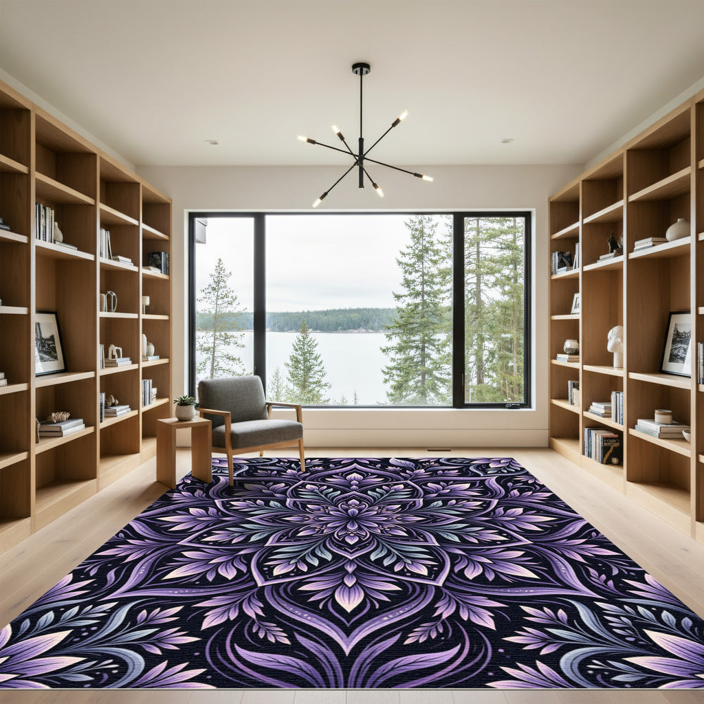 Violet Orchid Mandala floral Rug