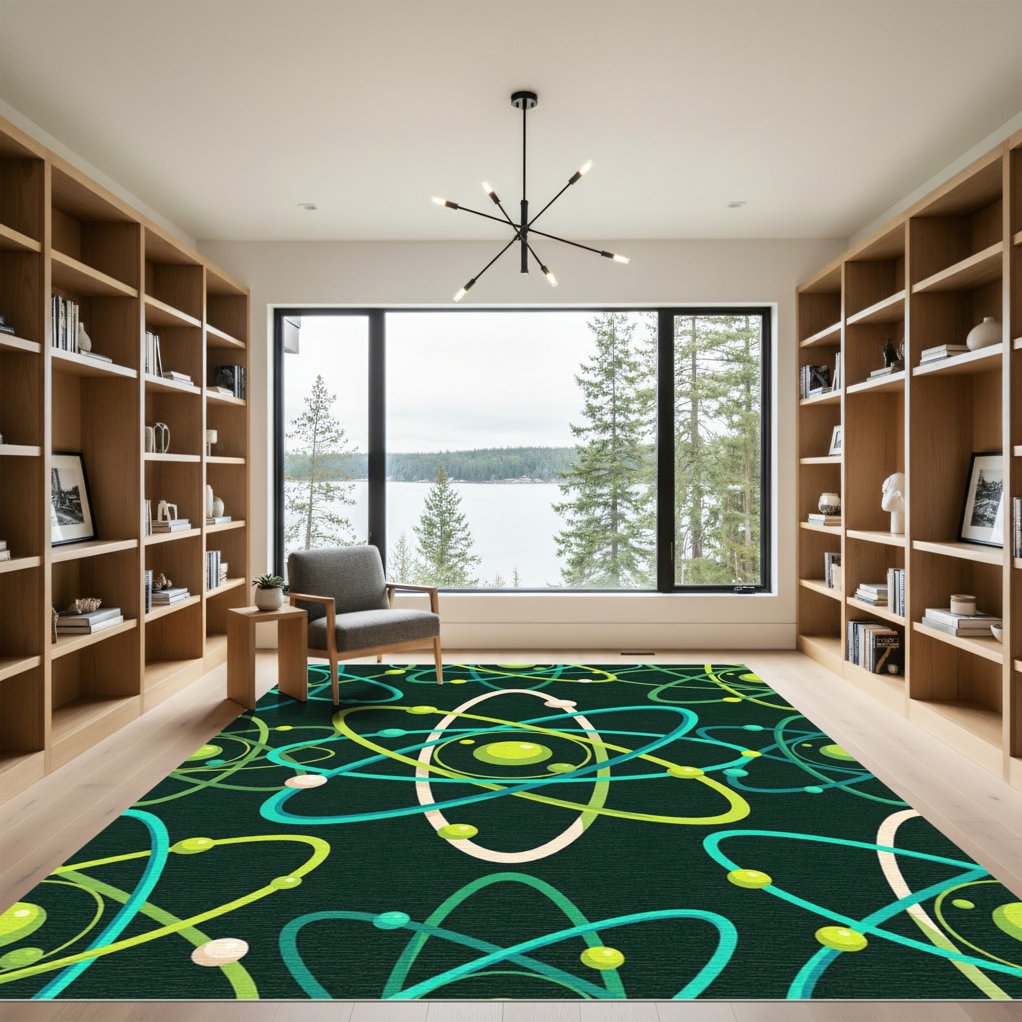 Sci Fi Green Electron Swirls Rug