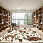 Charming Woodland Fawn Cream Botanical Rug