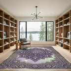 Ornate Lavender Floral Mandala Art Rug