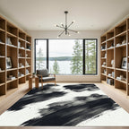 Monochrome Abstract Splatter Brush Strokes Rug