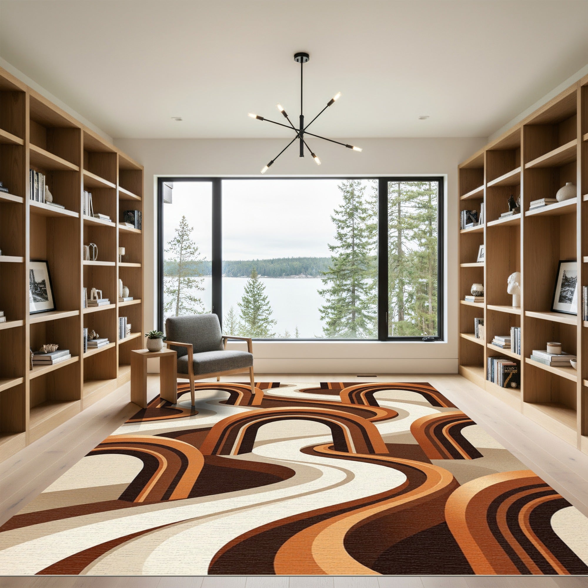 Modern Earthy Curved Arch Abstract Rug