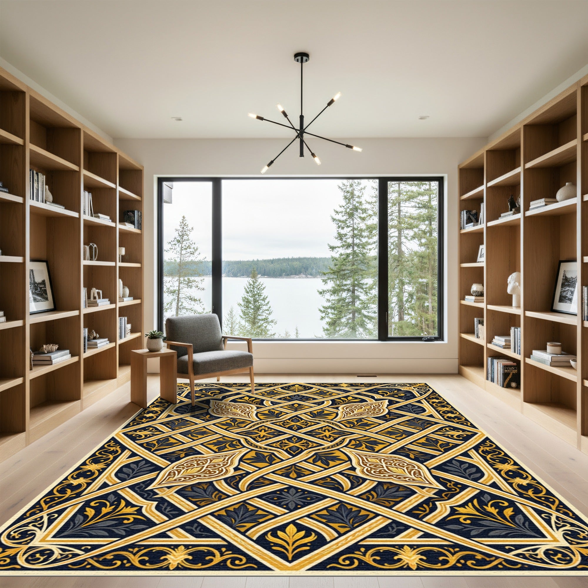Intricate Gold Foliate Interlace Rug