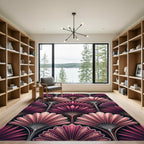 Deep Pink Fan Palm Art Deco Rug