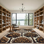 Rich Brown Autumnal Tree Collage Rug