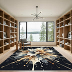Abstract Cream and Espresso Ink Splash Rug
