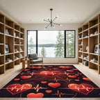 Neon Crimson Heartbeat Pulse Glow Rug