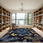 Celestial Golden Butterfly Starry Night Rug