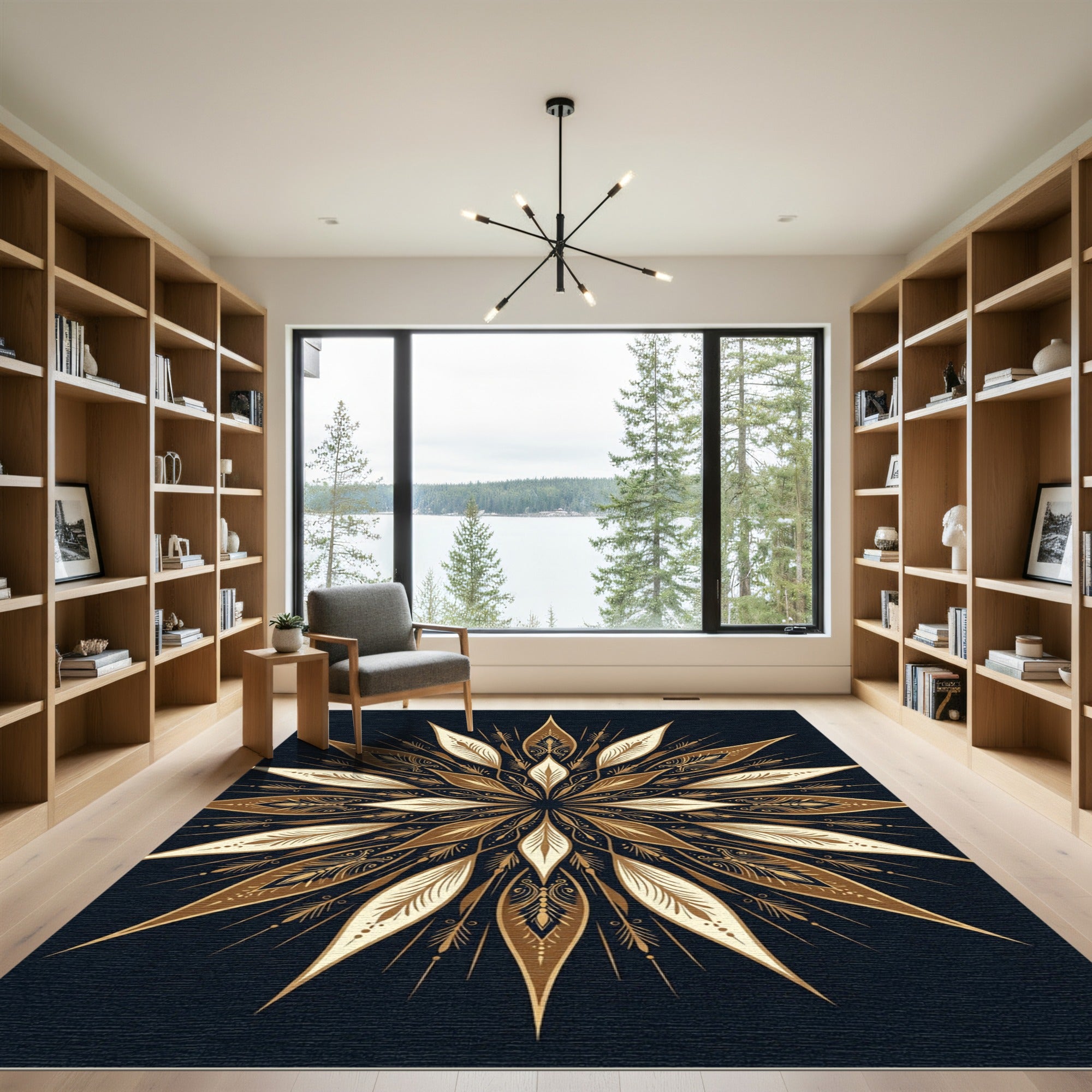 Golden Mandala Floral Radiance Rug