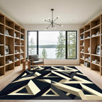 Modern Geometric Optical Illusion Black Beige Rug