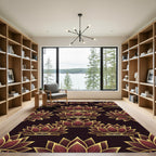 Golden Crimson Lotus Royal Crown Rug