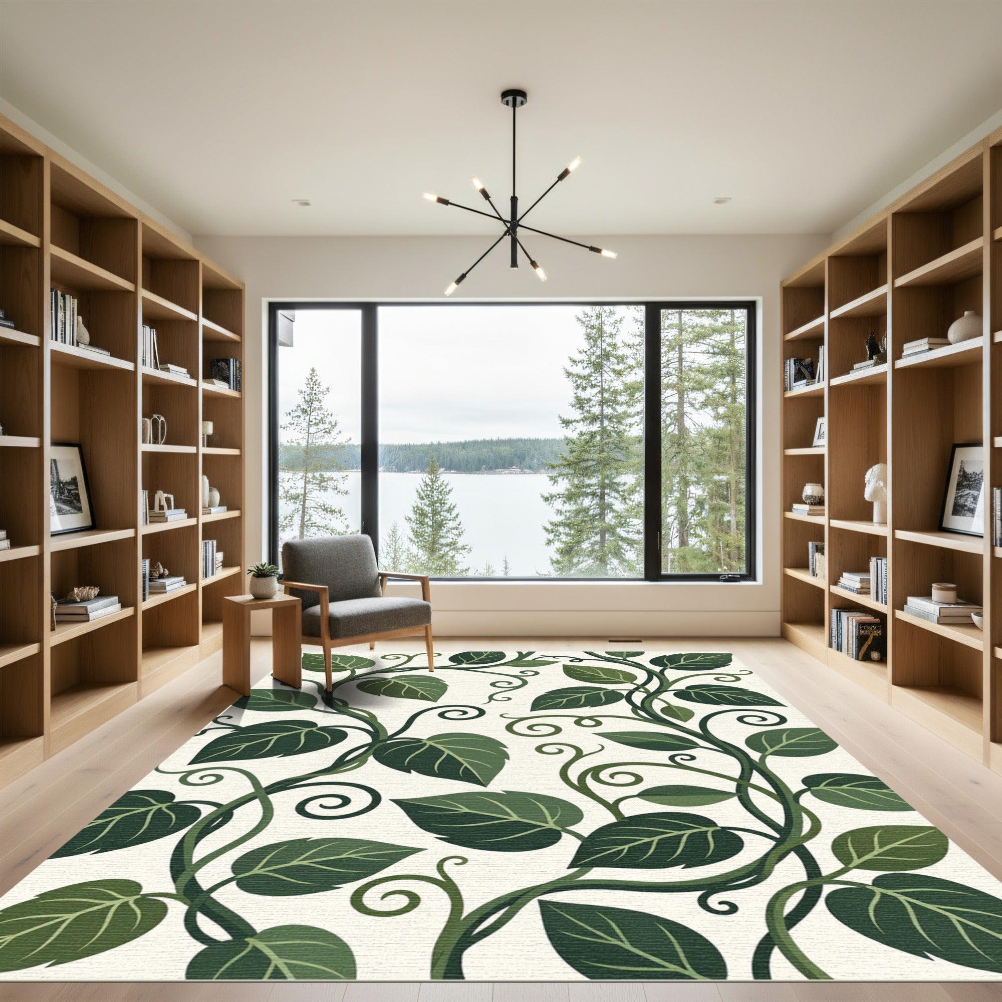 Lush Emerald Vine Leaf Wallpaper Rug