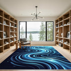 Abstract Swirling Ocean Blue Wave Rug
