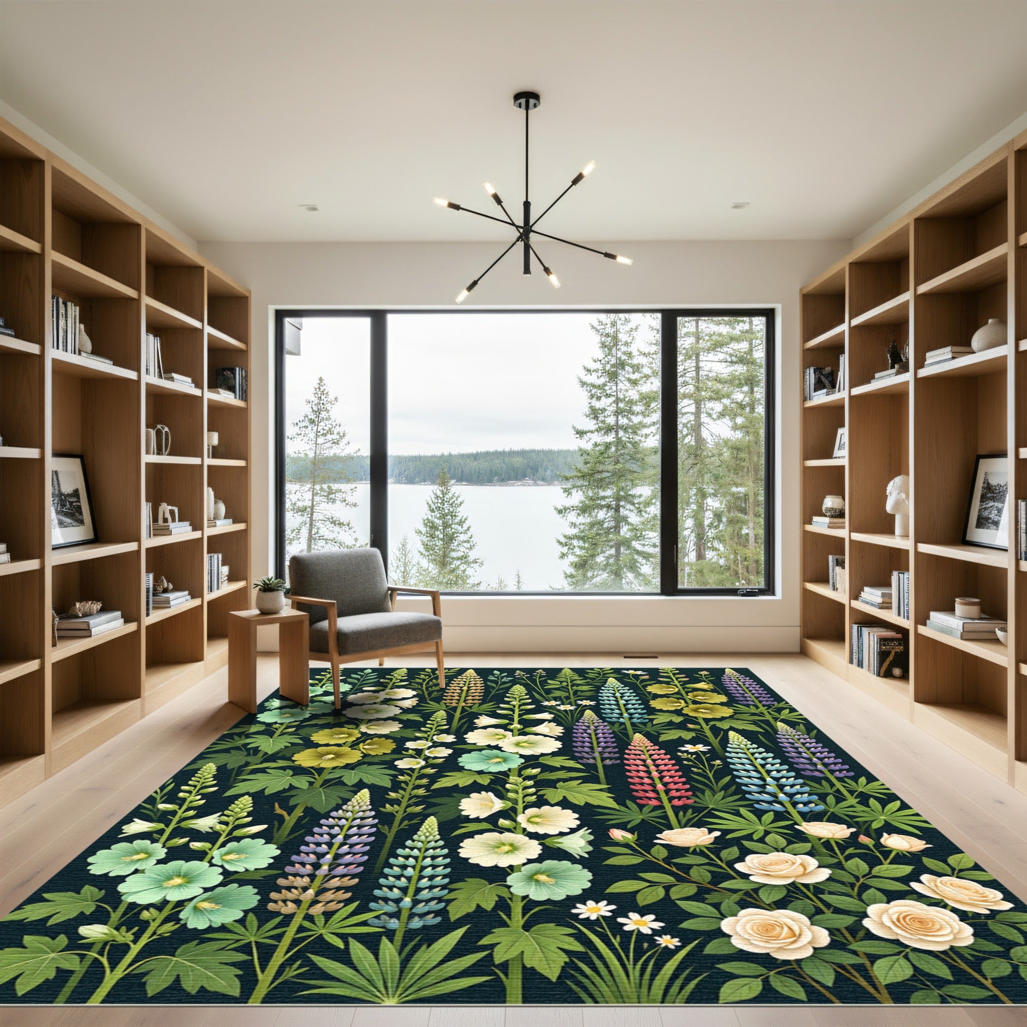 Lush Botanical Garden With Roses Rug