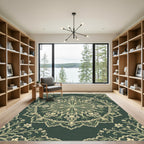 Emerald Lace Mandala Floral Medallion Rug