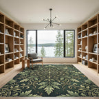Sage Green Ornate Foliage Medallion Rug